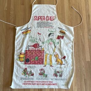 Vintage 1950s BBQ Apron Barbecue Grilling Mens Kitchen Mid Century Modern 1955